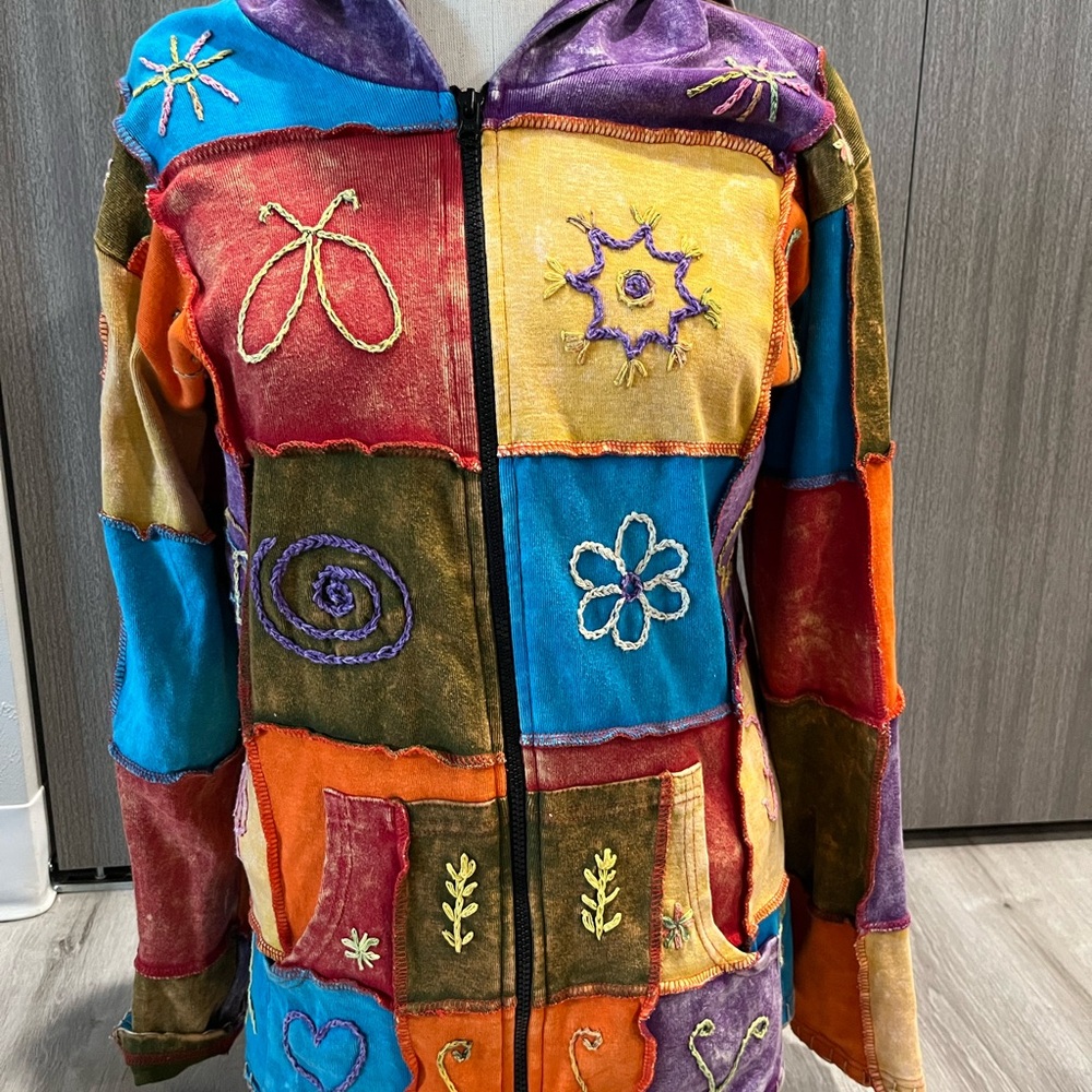 Studio Purple And Blue Patchwork Jacket With Bohe… - image 1